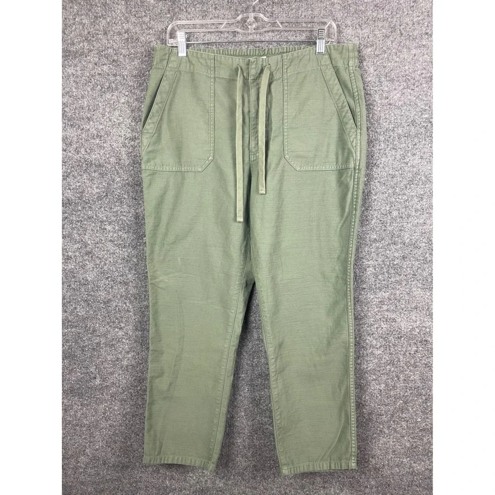 J. Crew Utility‎ Pants Women's 8 Green Drawstring Elastic Waist Straight Leg